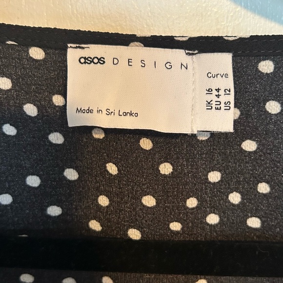 ASOS DESIGN Curve button through tie back mini tea dress with angel sleeve - Picture 3 of 3